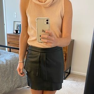 Maje Leather Mini Skirt - Black